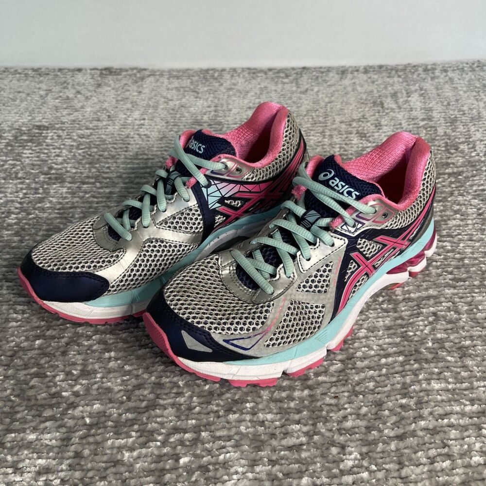 Asics T550N GT-200 Pink Navy Teal Running Shoes US Women's Size 8M Sneakers